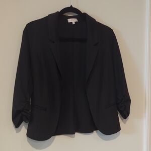 Candies Cropped Open Front Black Blazer, Size Large